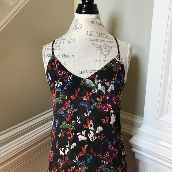 Alice + Olivia Mini Slip Dress Womens 4 Black Red Blue Floral Print Sleeveless - Picture 3 of 10